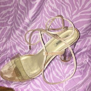 Nude clear strap heel